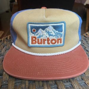 Never worn, retired style Burton Snap Back Flat-brim hat